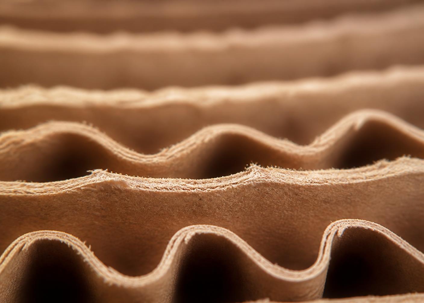 Macro texture of recycled corrugated fluting